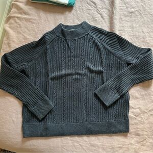 Frame Navy cable knit merino wool Cable Knit mock neck Sweater XS